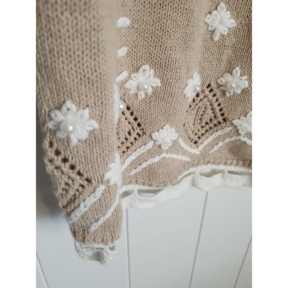 Vintage Worthington Sweater Large Crochet Embroidered Grandmacore - Picture 9 of 12